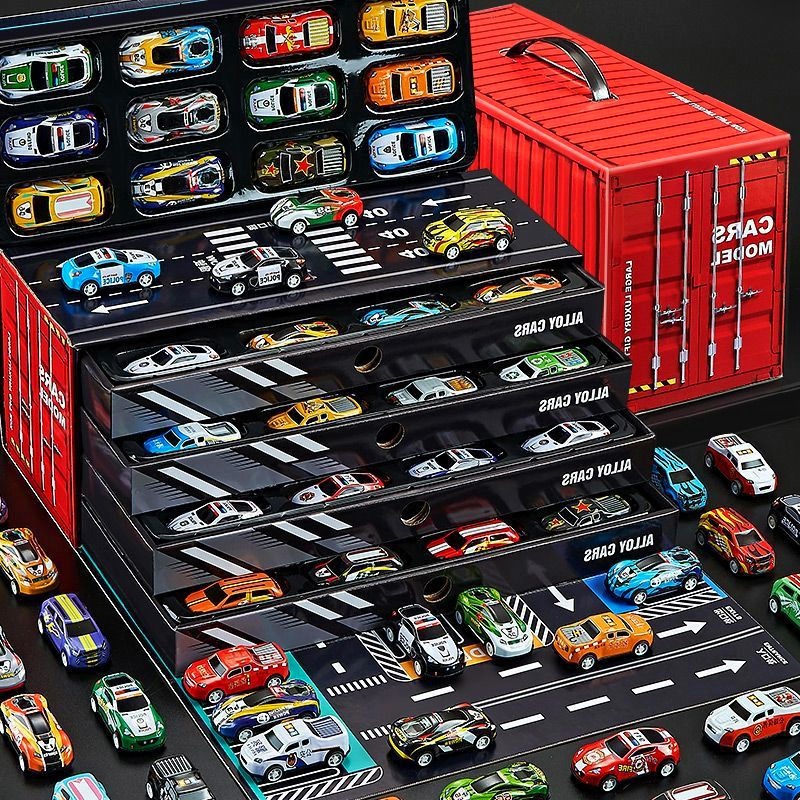 Douyin's same style children's tin car, alloy car toy, mini 48 Huili small car gift box set container Specification image