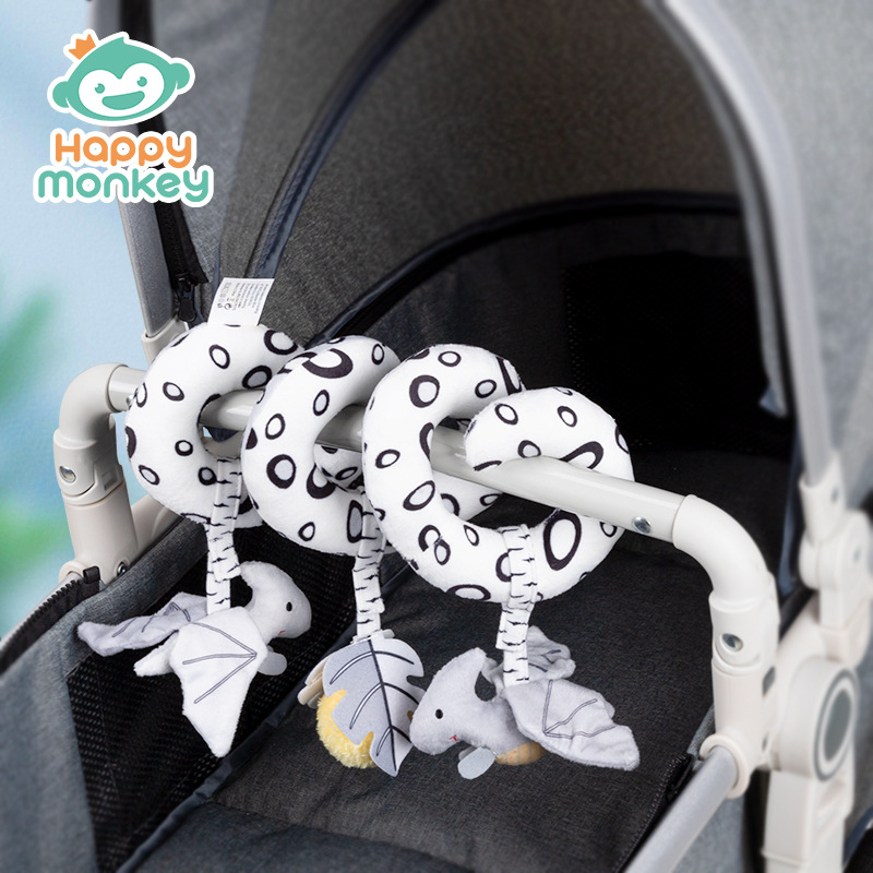 Happy monkey Newborn Tracking Black and White Toy Detachable Pendant Rattle to train the baby's grasping ability Specification image