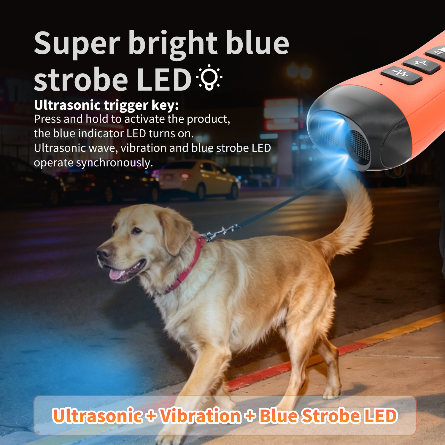 New cross-border high-power dog trainer, handheld double-head dog barking stop, outdoor portable ultrasonic barking stop Specification image