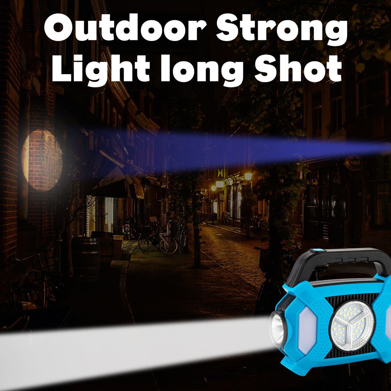 Outdoor solar COB camping lamp, lens searchlight, camp lamp, small hanging lamp, multi-functional portable night riding lamp details Picture