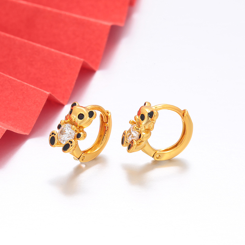 Xuping European and American cross-border cute bear ear buckle copper alloy fashionable light luxury style earrings Geometric circle earrings for women Specification image