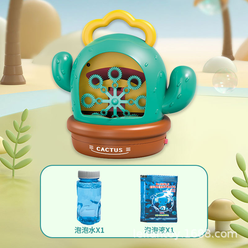 New portable automatic cactus bubble machine with music and lighting, summer outdoor beach and seaside bubble machine