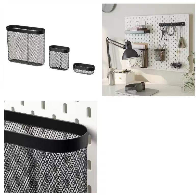 定制洞洞板配件挂钩免打孔墙面收纳三件套网篮置物架挂篮收纳篮详情图4