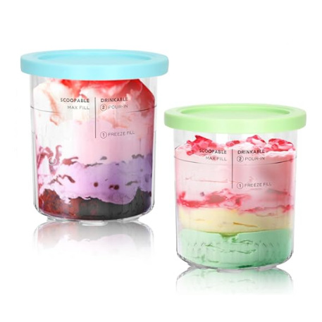 KUCALL冰淇淋冰淇淋罐适配Ninja CREAMi Ice Cream Maker NC500厨师机配件