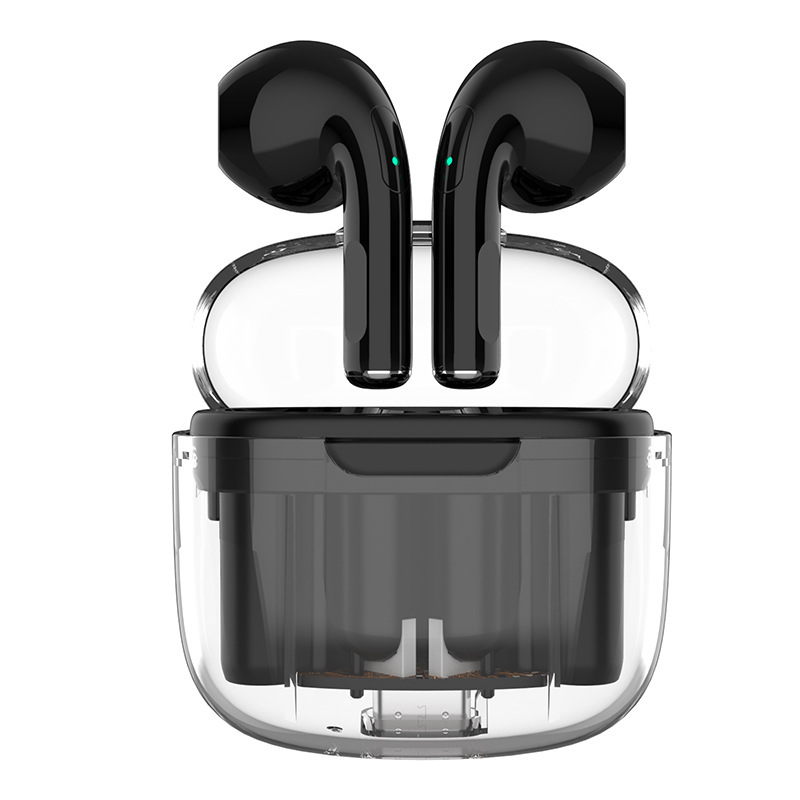 Cross-border transparent Bluetooth headphones, true wireless TWS, dual-ear semi-in-ear stereo, long-lasting mini earbuds Item Picture