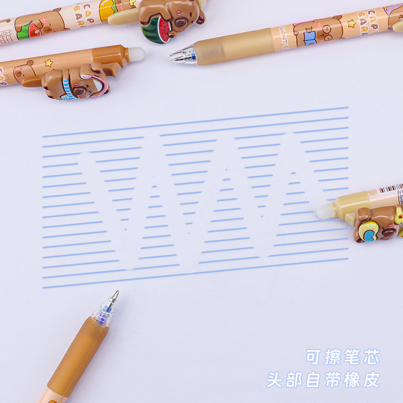 Creative high-appearance-level Capibara erasable pen cartoon doll, student-specific smooth quick-drying erasable gel pen Application Scenario