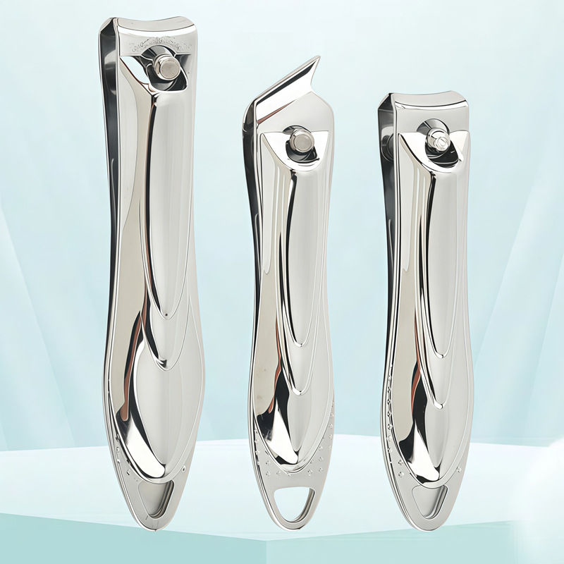 批发指甲刀修甲刀指甲剪银色高档碳钢美甲工具套装带磨甲器指甲钳                              