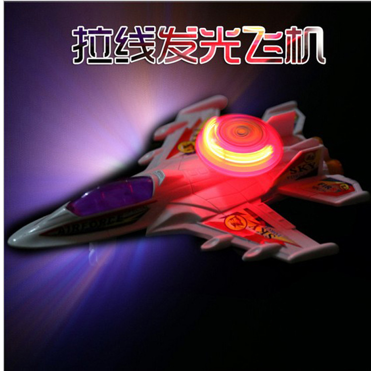 Wholesale of children's toy aircraft models with electronic features that can run and emit light by pulling wires details Picture