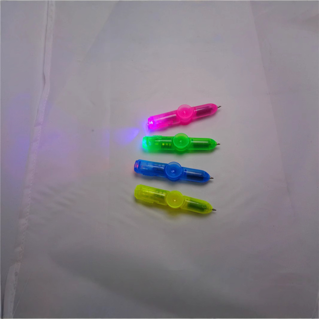 Luminous plastic toys, seven-color finger luminous gyroscope pens, mini student gift pens, street stall supply, factory direct sales