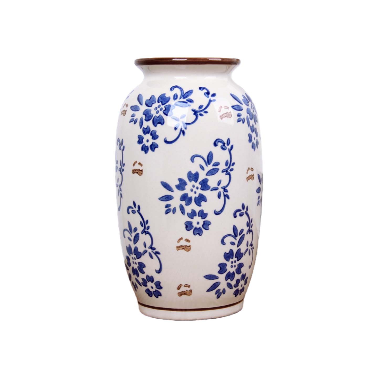 Nuevo chino chino medio azul y azul porcelana vintage pequeña botella cerámica arreglos florales decoración de sala de estar arreglos florales Item Picture