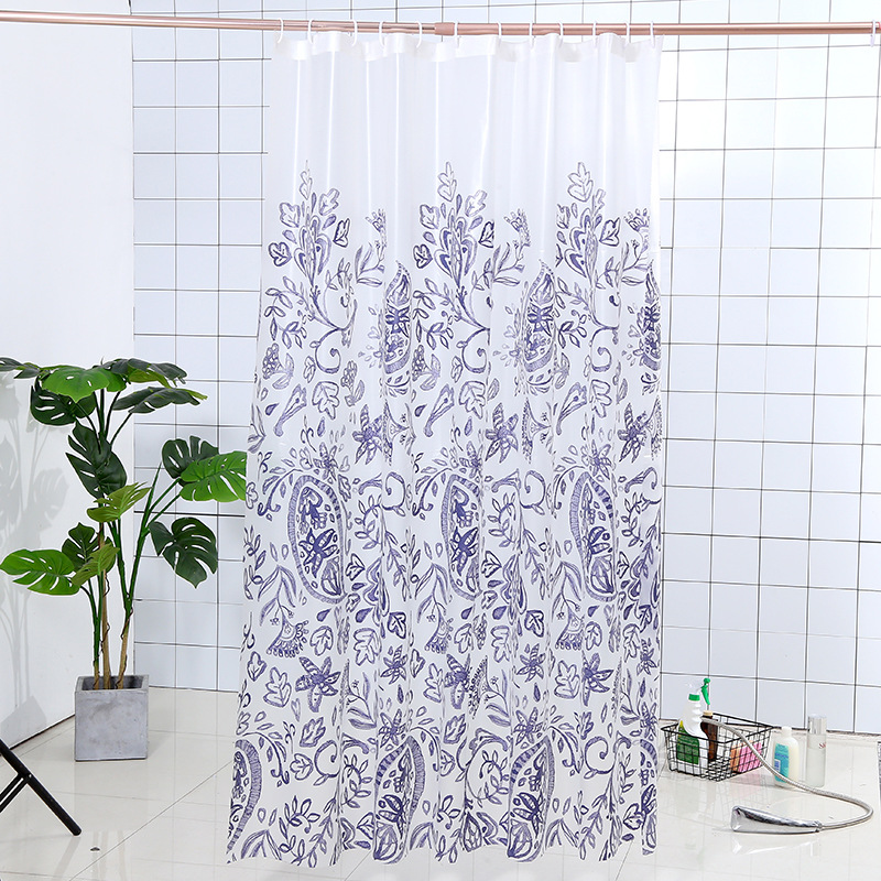 居家浴室防水浴帘现货批发卫生间隔断淋浴帘多款式简约印花浴帘