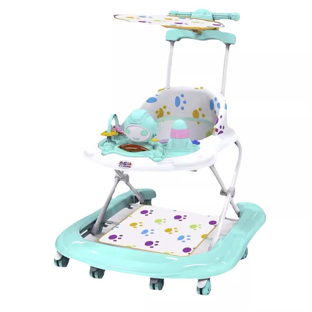 婴儿学步车多功能早教可调节高度防滑带音乐玩具可折叠安全助步车白底实物图
