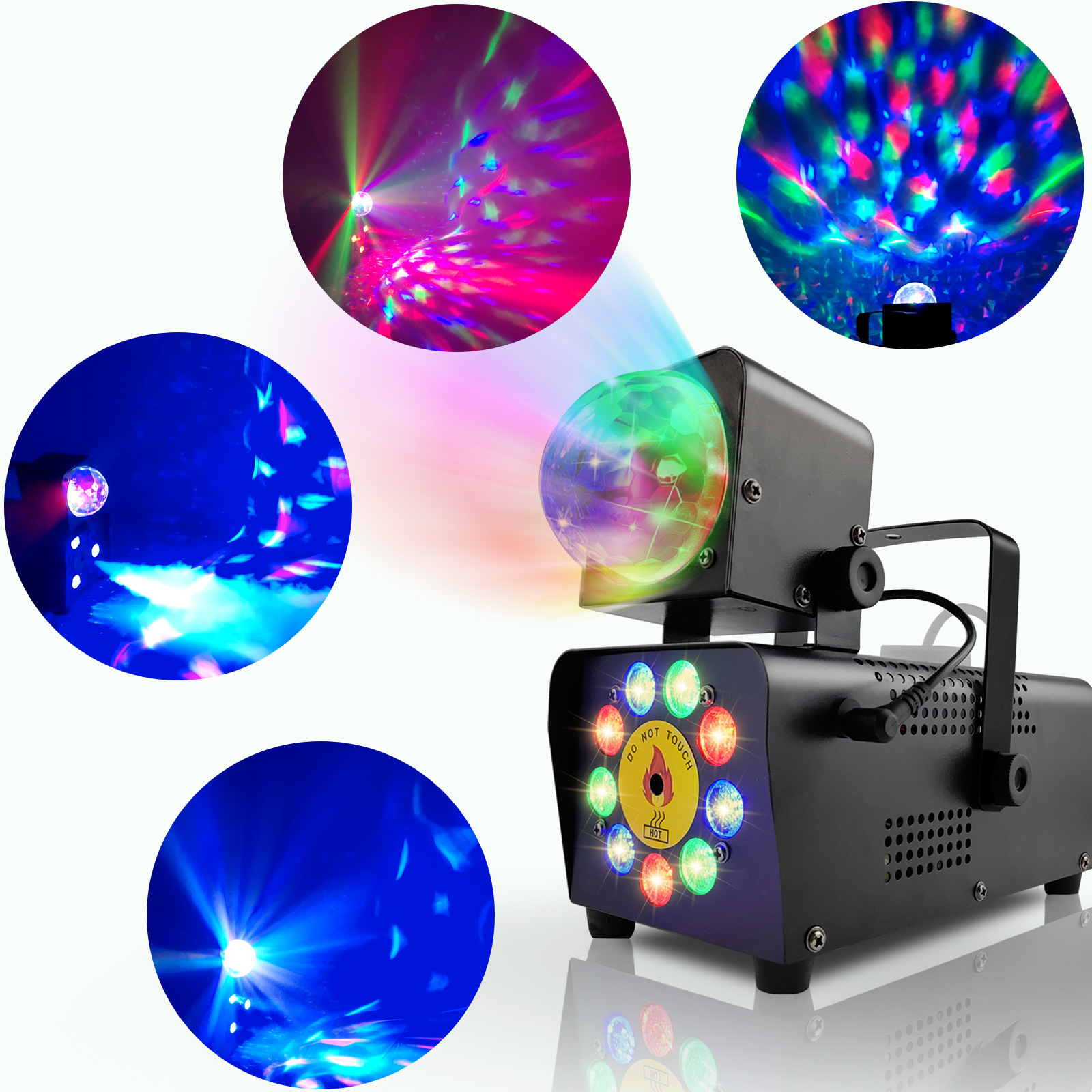 Cross-border dedicated 500W high-power small portable remote control LED magic ball smoke machine, adjustable Angle multi-functional smoke device, wedding party, KTV, bar, nightclub lighting prop equipment details Picture