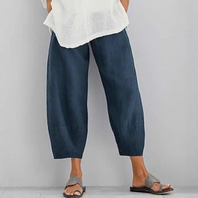 In 2026, the new best-selling solid color pluse-size women's simple, loose and casual nine-inch pants from Amazon Sun Express tong details Picture