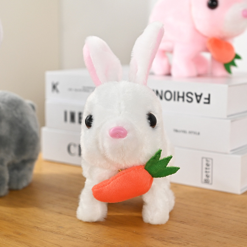 Peluche eléctrica conejo blanco simulación mascota rábano conejo correrá y llamará a los niños pasar el juguete de la niña de la casa para mascotas Specification image