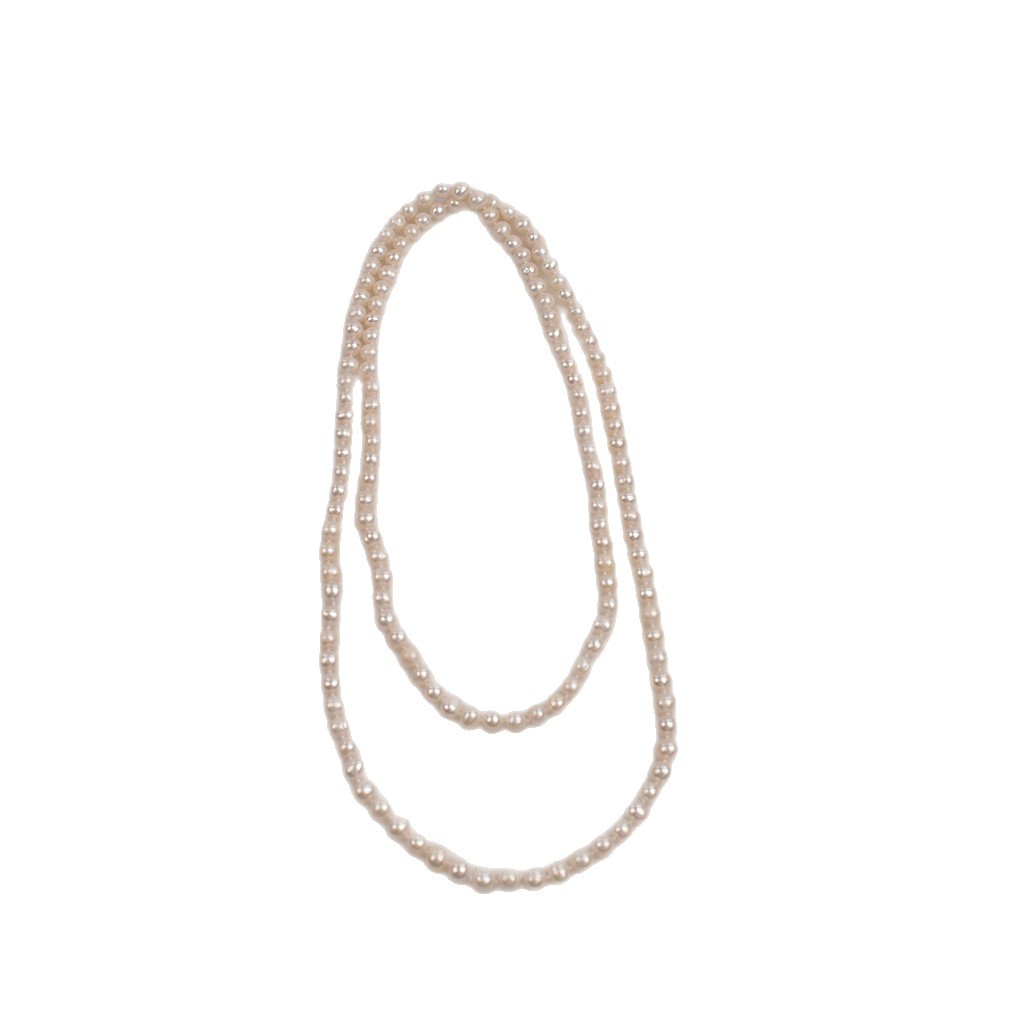 Long sweater chain cheongsam knot pearl necklace sweater chain natural freshwater pearl necklace elegant and simple style Item Picture