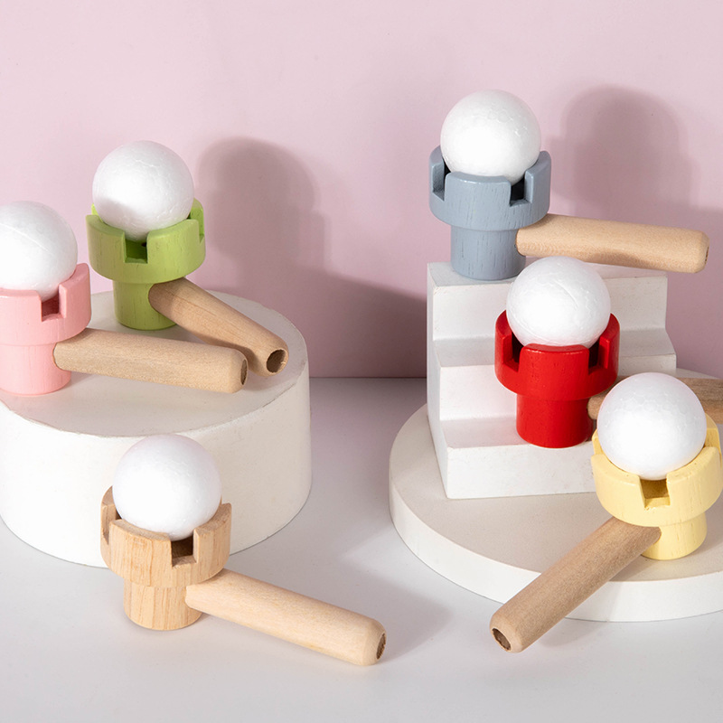 木质儿童悬浮吹球魔术80后经典怀旧吹气球悬浮球游戏感统训练玩具