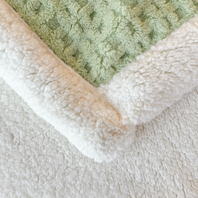 Waffle lamb fleece blanket thickened winter new coral fleece blanket office nap shawl sofa cover blanket