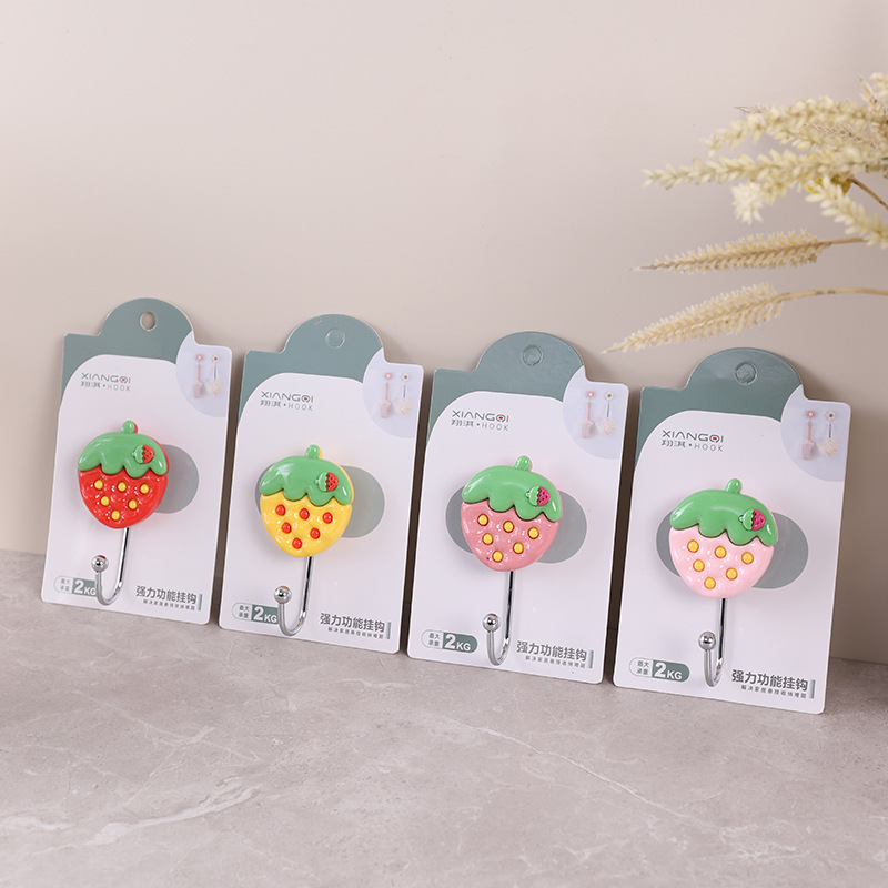 Creative fruit resin, cartoon, cute, strong adhesive, key, wall hanging, wall hanging, clothes hanger hook, traceless towel adhesive hook