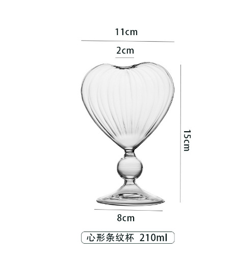 ins popular heart-shaped cocktail cup, personalized bar juice cup, creative Japanese glass wine glass, tall glass Item Picture
