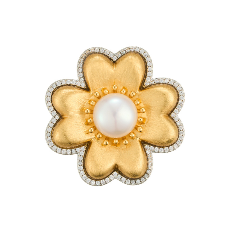 دبوس أزهار ذهبية ذات شعر رفيع رفيع Item Picture