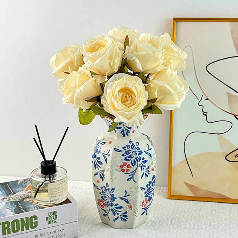 韩式玫瑰仿真花手捧花玫瑰花假花家居客厅餐桌装饰摆件拍照道具