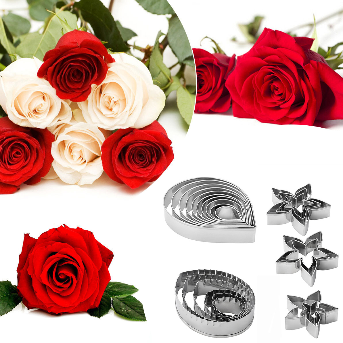 厨房用品烘培模具翻糖糖花切模玫瑰花花瓣叶子花萼23件套套装蛋糕工具新品A408