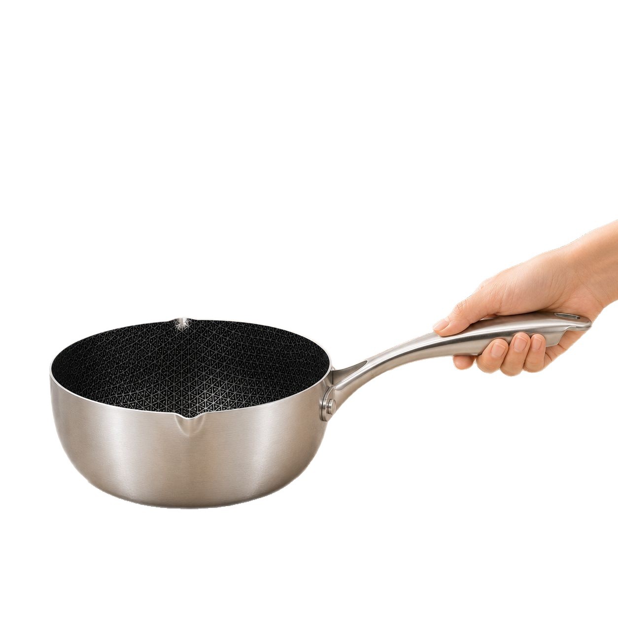 410 stainless steel snow flat pot, household small milk pot, baby food pot, honeycomb, not easy to stick, induction cooker, universal flat Item Picture
