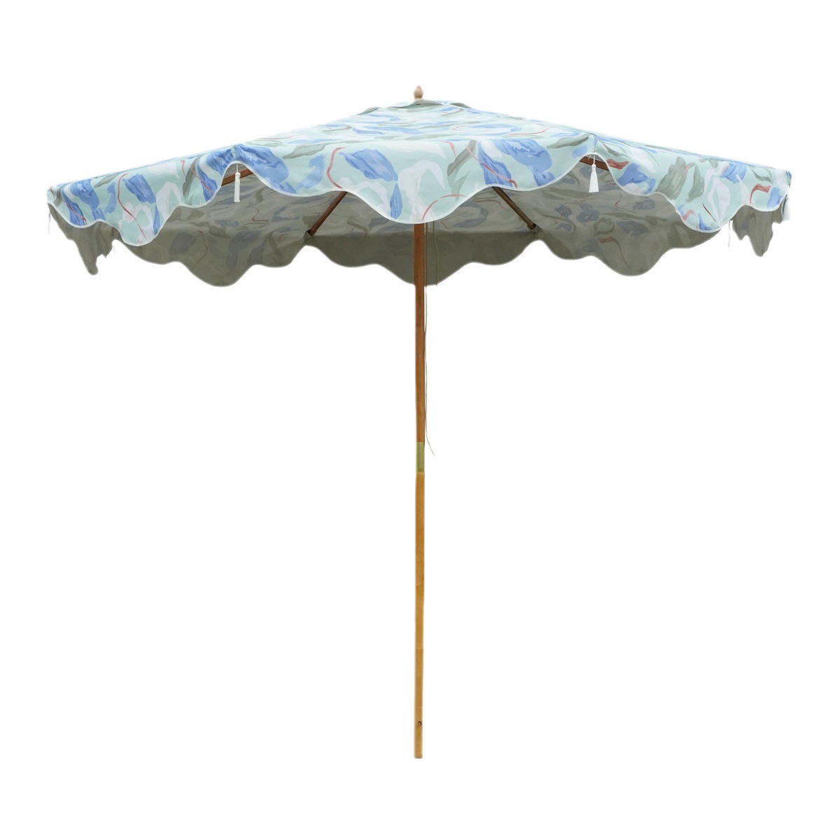 跨境沙滩遮阳伞大伞户外流苏庭院伞花园露台太阳伞大型海滩中柱伞白底实物图