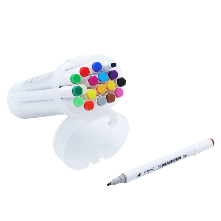 Yalong Cross-border 18-color double-pointed alcohol ink Marker, high-quality bucket smooth marker, office & School details Picture