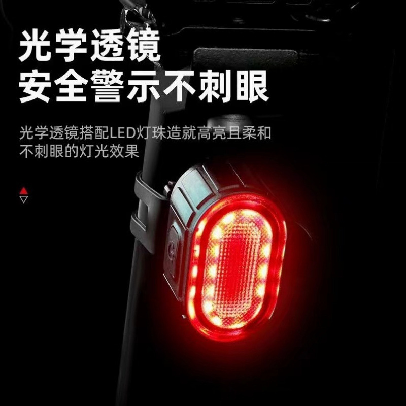 Bicycle headlights, taillights, mountain bikes, bicycle red and white strong light, night riding, charging flashlight, lighting accessories details Picture