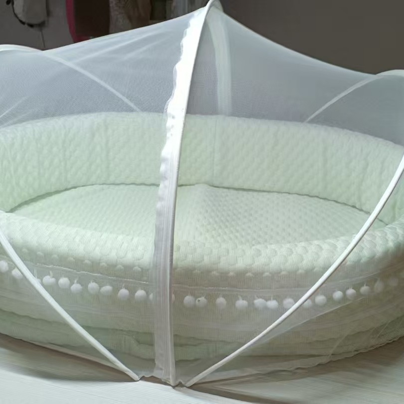 Fringed water cube bed, middle bed, mosquito net, baby mosquito net, baby bed with flowers, pure cotton children's bed details Picture