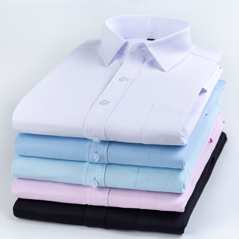 New business striped shirts for spring and autumn, men's long-sleeved shirts, Korean-style fitted business attire, pure white shirts for interviews details Picture