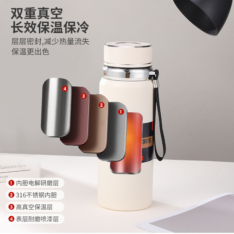 Cross-border 316 stainless steel insulated cup, business large-capacity outdoor portable hanging strap pot, sun pot wholesale logo Application Scenario