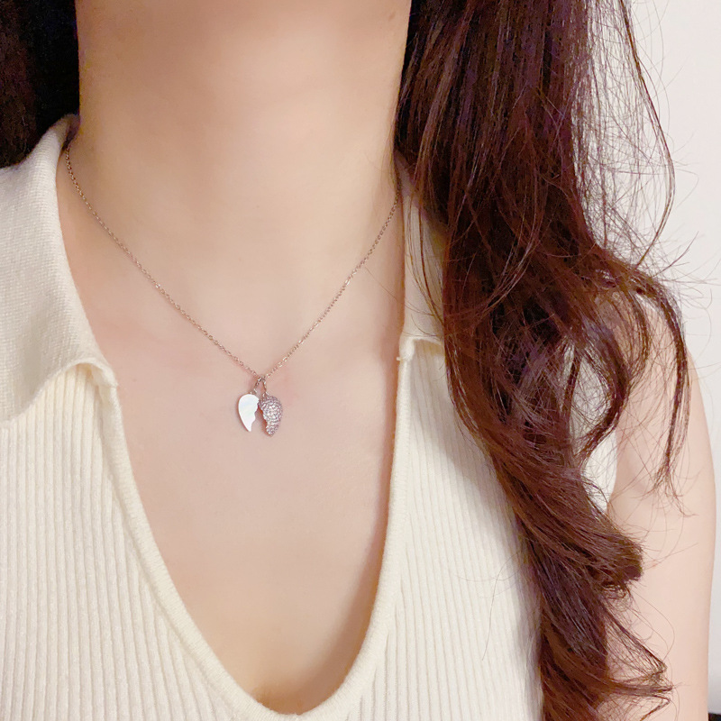 小众时尚设计感镶钻爱心吊坠项链个性气质轻奢温柔百搭锁骨链批发