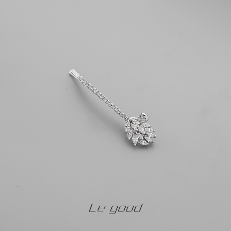 Legood铜天鹅微镶一字夹日韩简约时尚边夹百搭配饰女潮2021新款