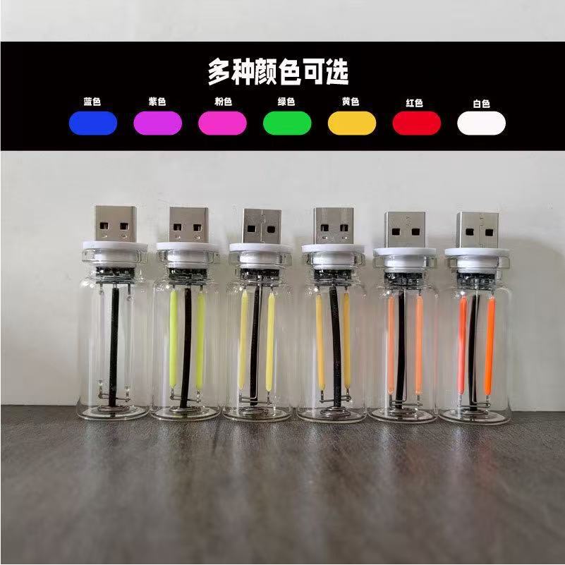 New cross-border USB mini night light, touch bedside car ambient light, ceramic LED glass light Specification image
