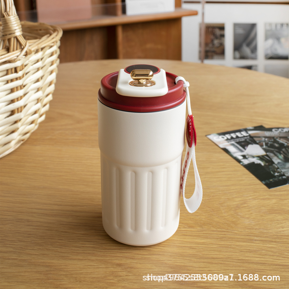 Wholesale of high-quality 304 stainless steel coffee cups with intelligent temperature measurement and insulation, portable car travel gift cups Specification image