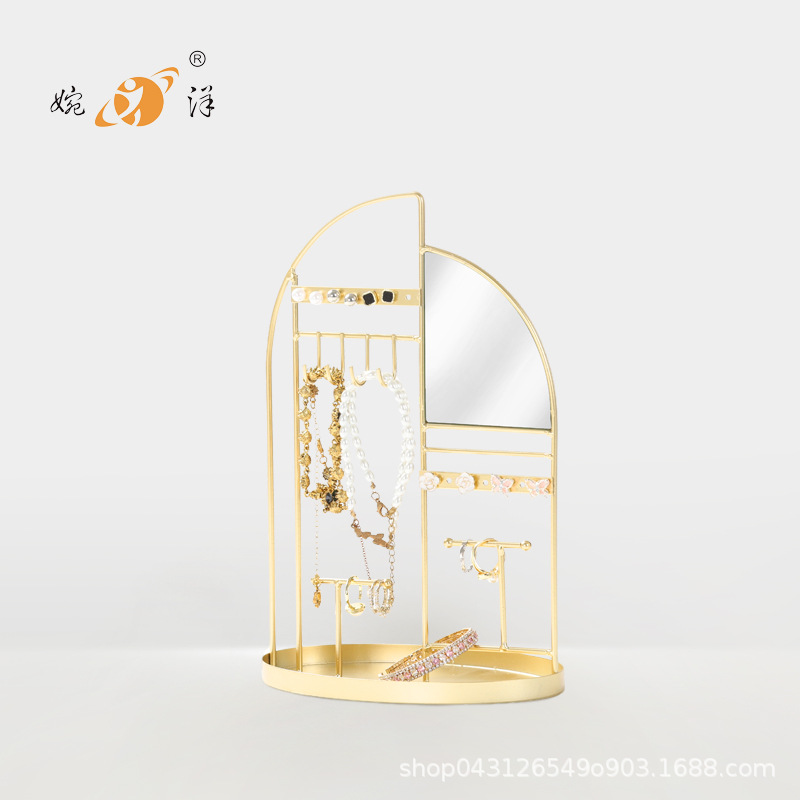 戒指收纳 铁盒玻璃材质 桌面整洁防尘 分层可视设计 饰品架