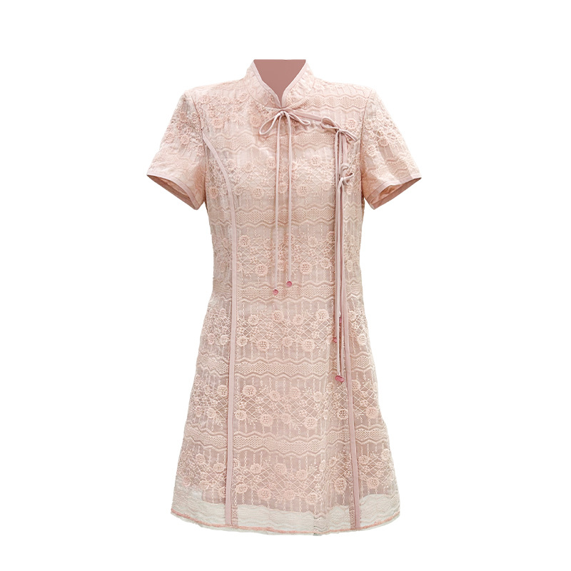 This new Chinese-style dress for women in summer is designed to slim the waist and make the figure look slimmer. It features a short-sleeved design and an improved cheongsam dress Item Picture