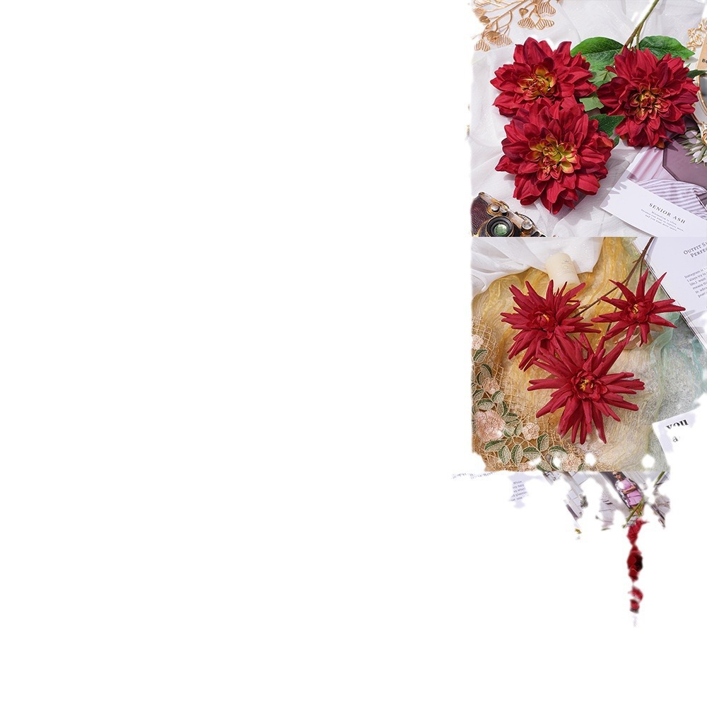 仿真花DIY发饰配件/假花/5朵塑膠花/仿真花/假花批发白底实物图