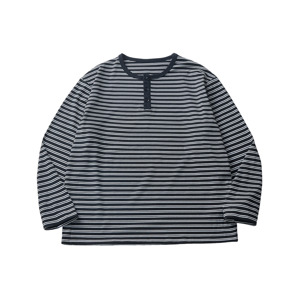 APO Men's Wear: Spring and Autumn new contrasting color striped long-sleeved T-shirt for men, a high-end trendy brand with loose base layer Item Picture