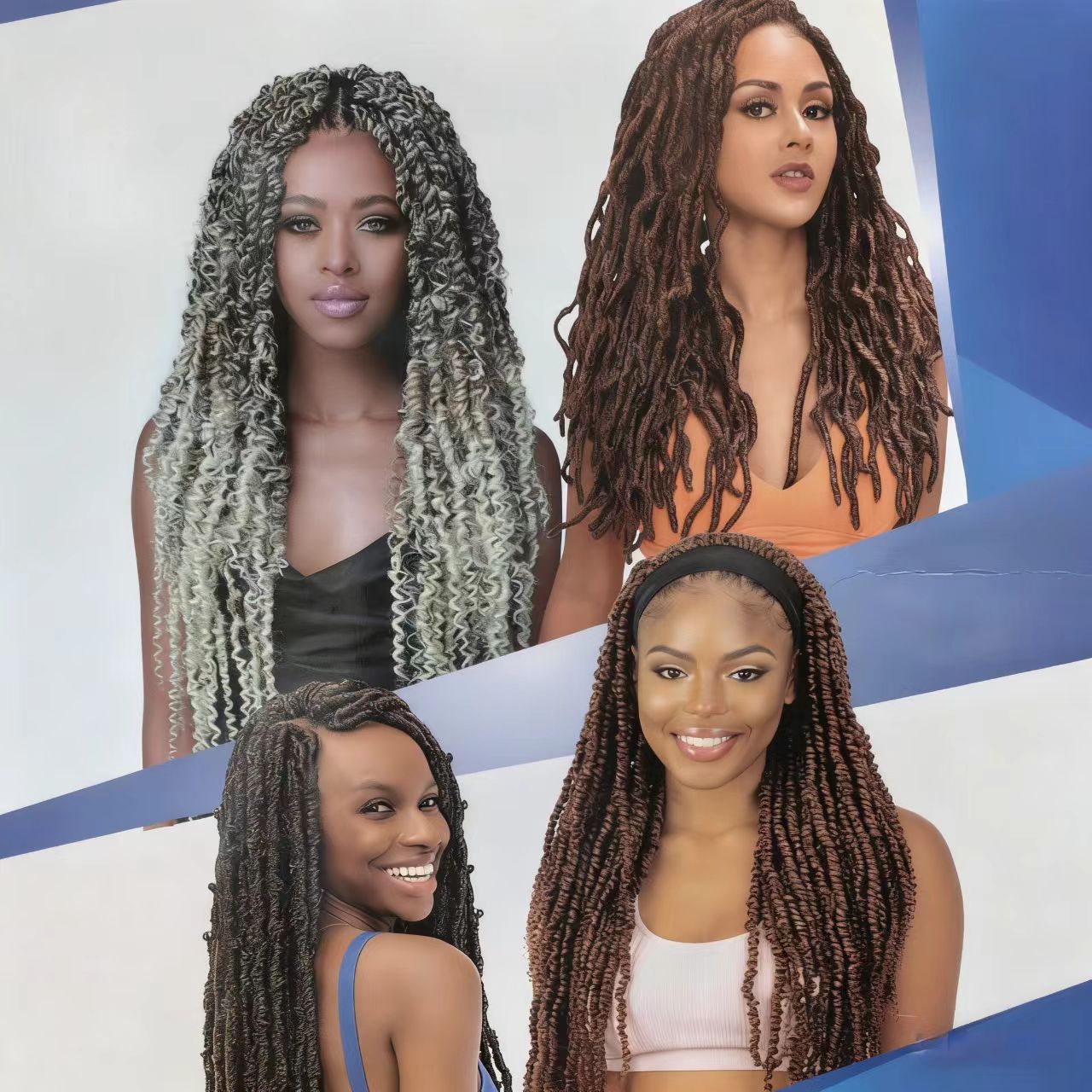 外贸跨境非洲欧美化纤假发4X 22寸蚯蚓曲脏辫NU LOCS