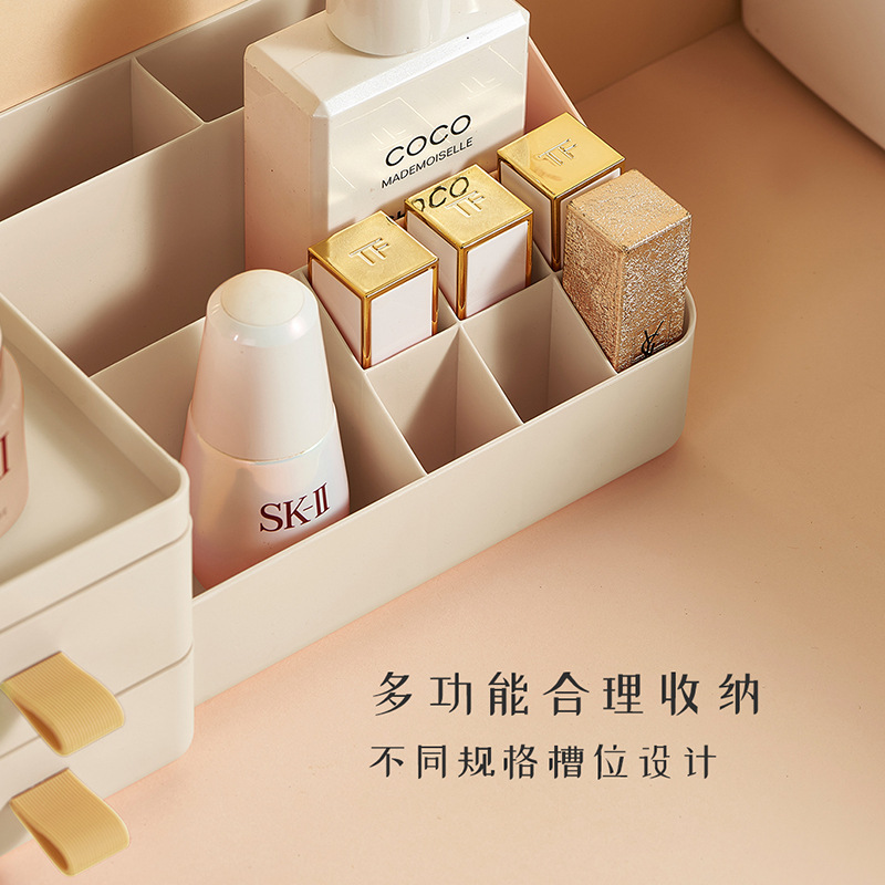 化妆品收纳盒桌面梳妆台护肤品面膜口红筐抽屉式置物架防尘化妆盒细节图