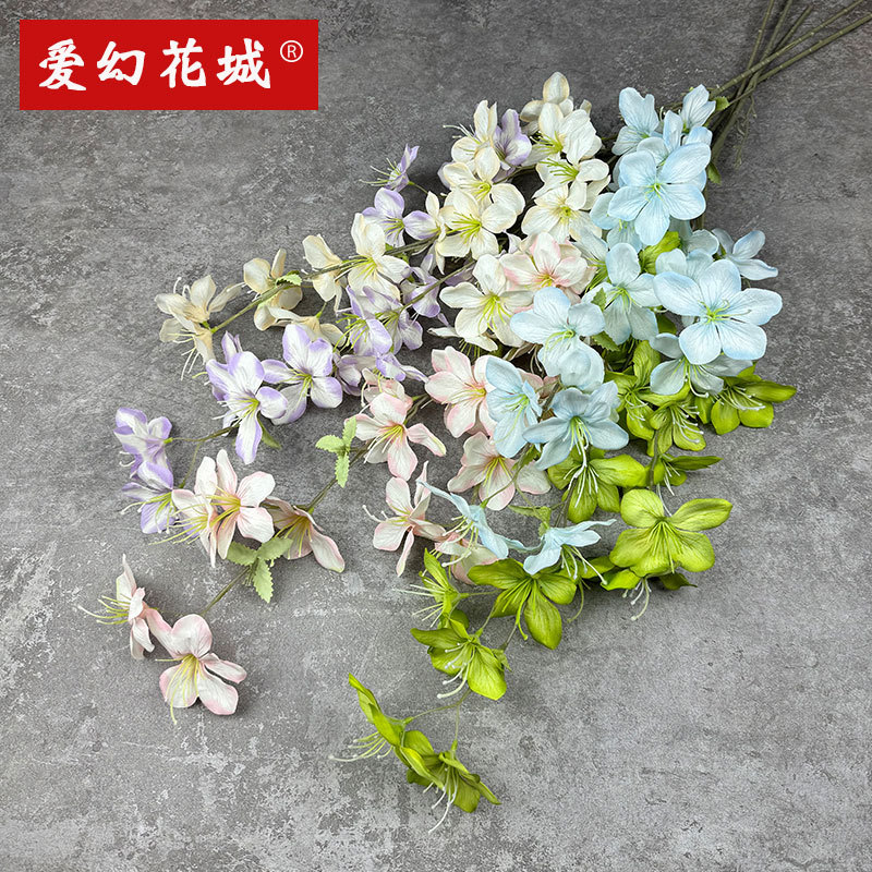 三叉茉莉网红仿真花婚庆礼堂假花摄影道具家居装饰户外仿真花束