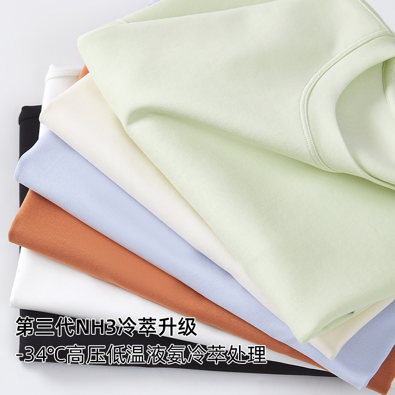 100 women's T-shirt pullover, round neck, cool basic solid color modal shoulder short-sleeved base T-shirt Specification image