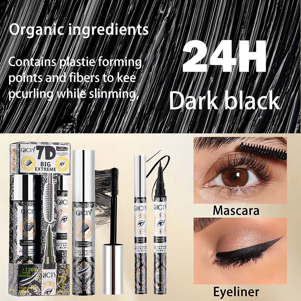 【 Cross-border Exclusive 】QICIY+ 2-in-1 Eyelash + Eyeliner Set, Waterproof, Sweat-proof, Smooth, Curling and Slender Wholesale details Picture
