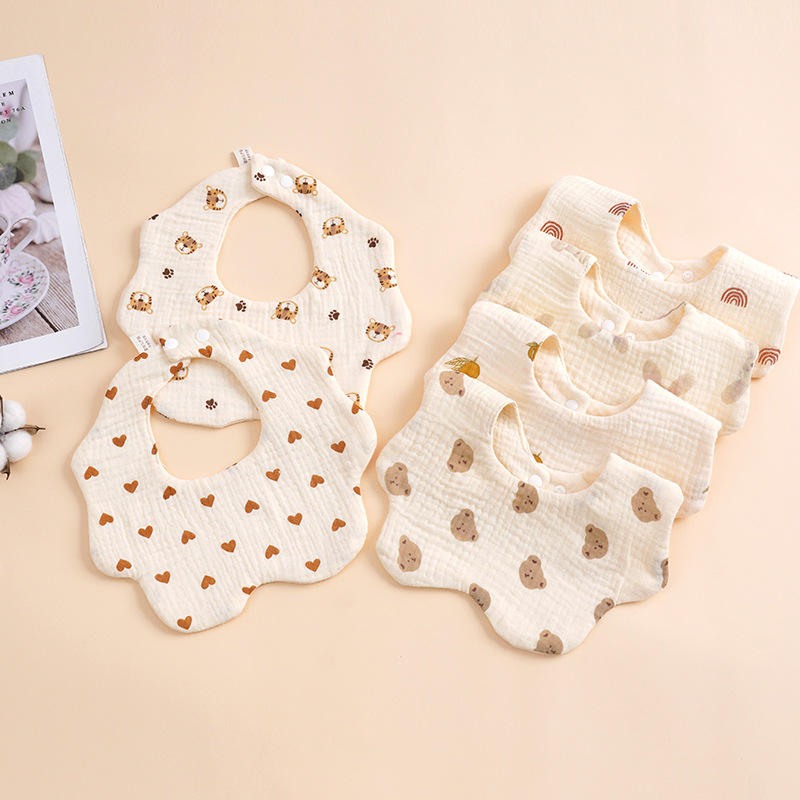 婴儿纱布口水巾新生儿童纯棉六层围嘴a类360度旋转防吐奶母婴用品