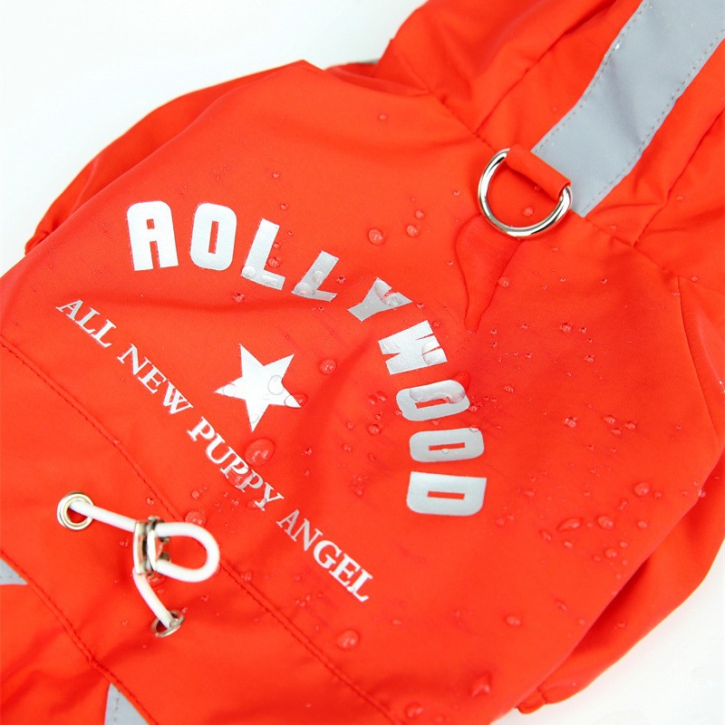 Pet casual raincoat, small and medium-sized Teddy, Bichon, Corgi dog breathable, comfortable, waterproof, reflective four-legged raincoat details Picture