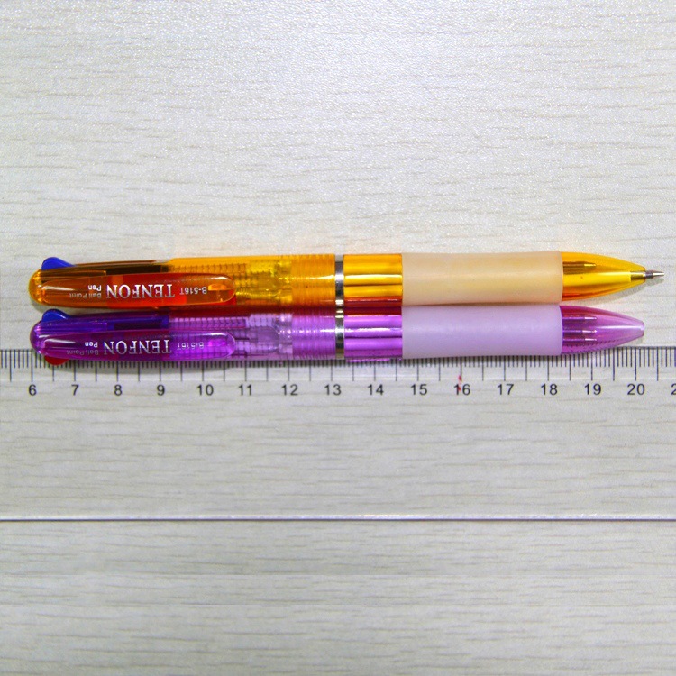 tenfon 516T Three-color Press Plastic Ballpoint Pen 0.7 Office Transparent multi-color Ballpoint pen, 48 pieces per box3-Color Ballpoint Pen Set - 48pcs, 0.7mm, Black/Blue/Red Specification drawing